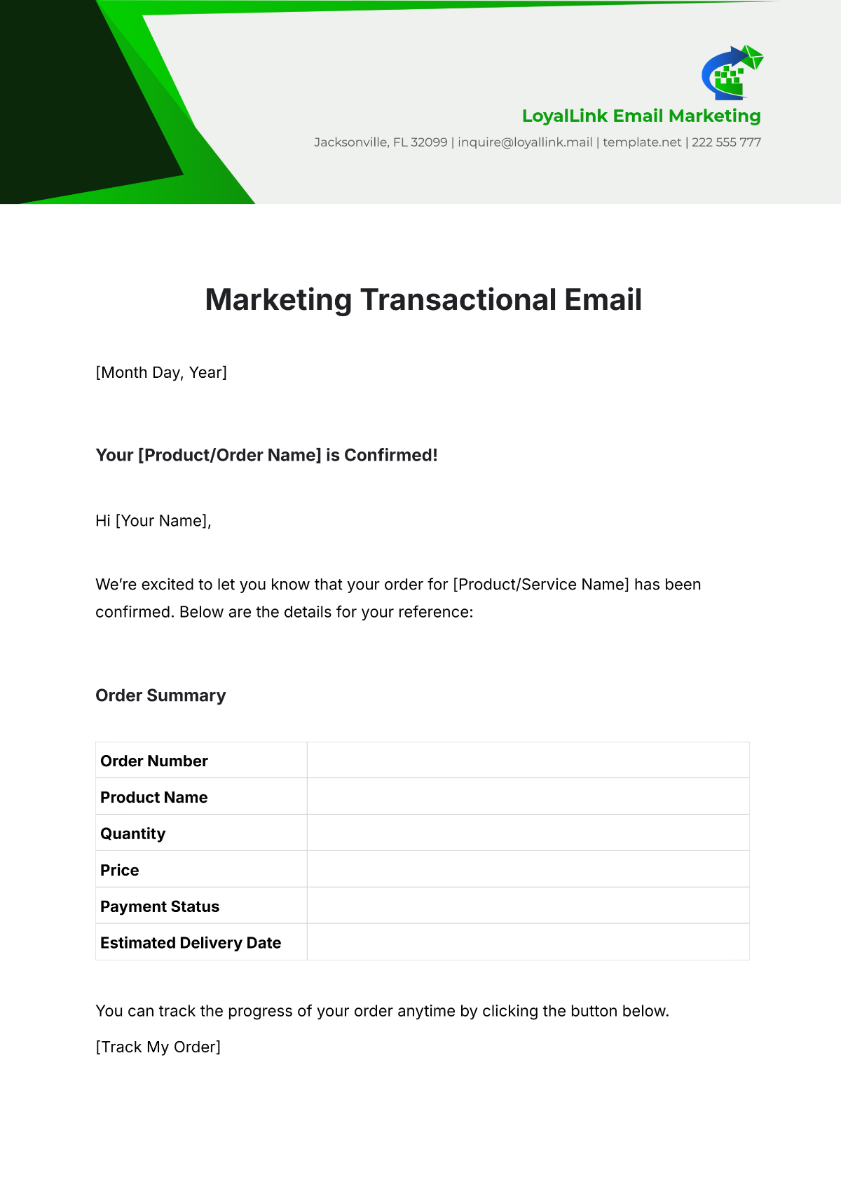 Marketing Transactional Email Template - Edit Online & Download