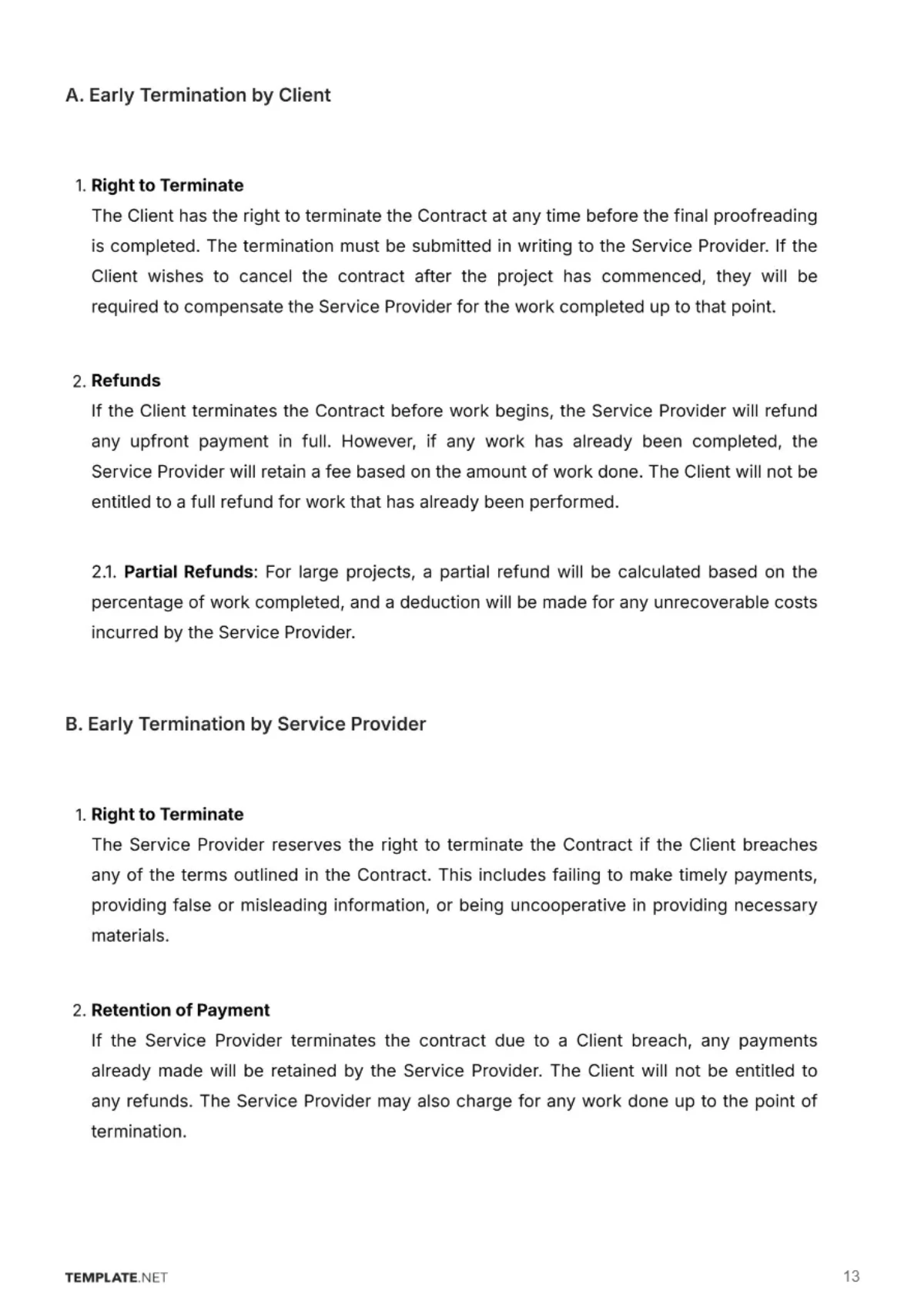Free Editorial Service Proofreading Contract Template to Edit Online