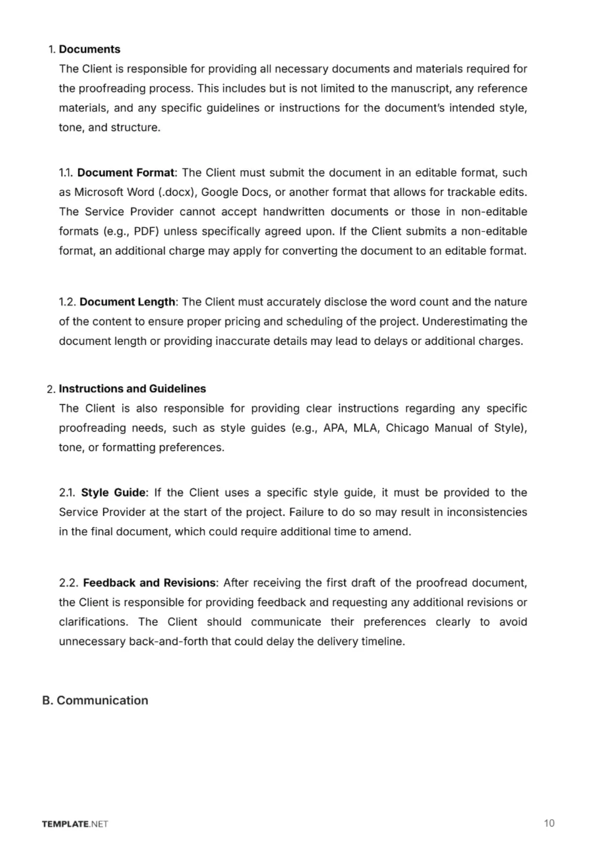 Free Editorial Service Proofreading Contract Template to Edit Online