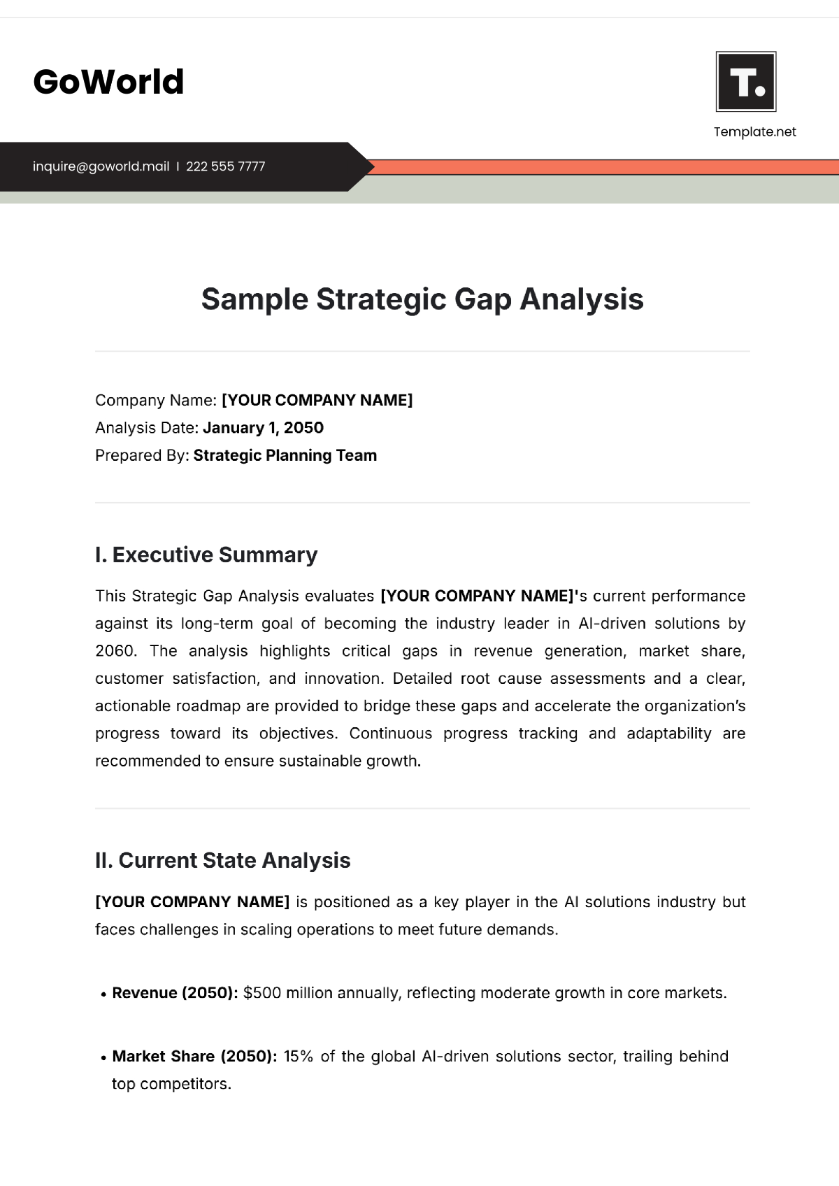 Sample Strategic Gap Analysis Template - Edit Online & Download