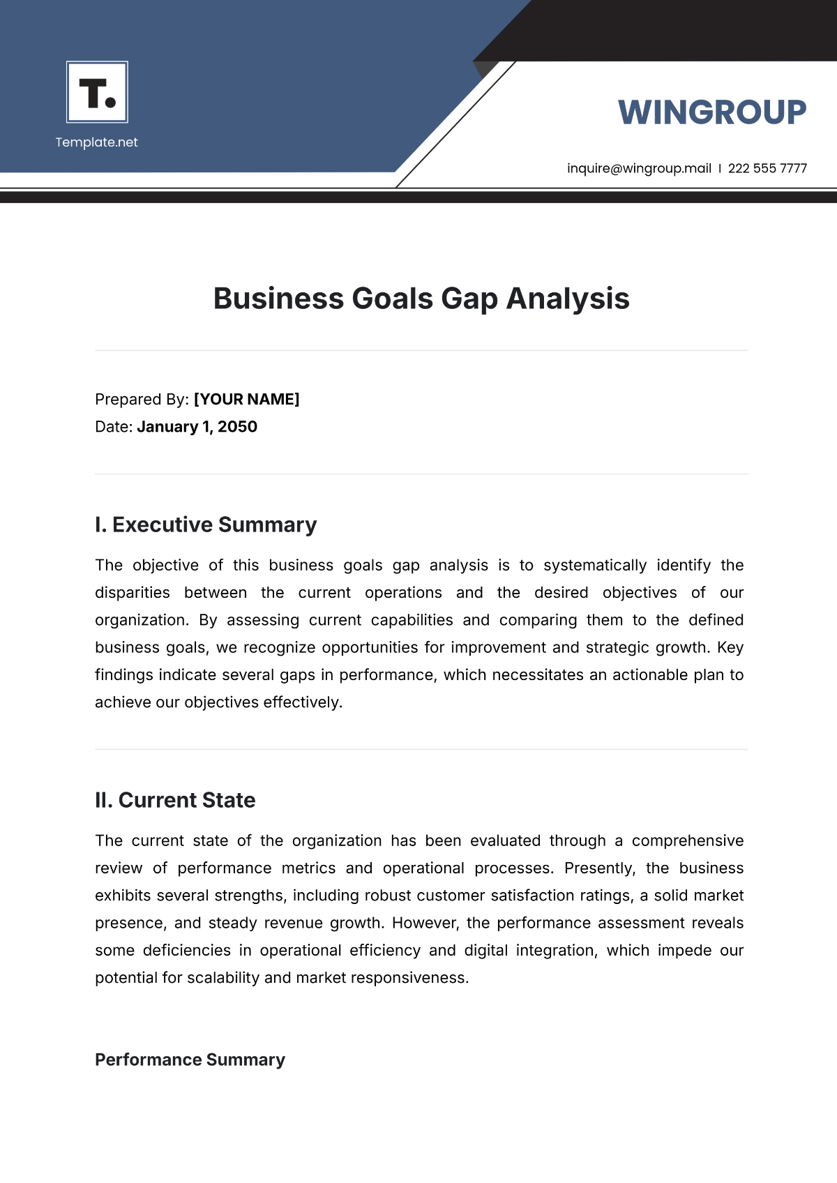 Free Business Goals Gap Analysis Template