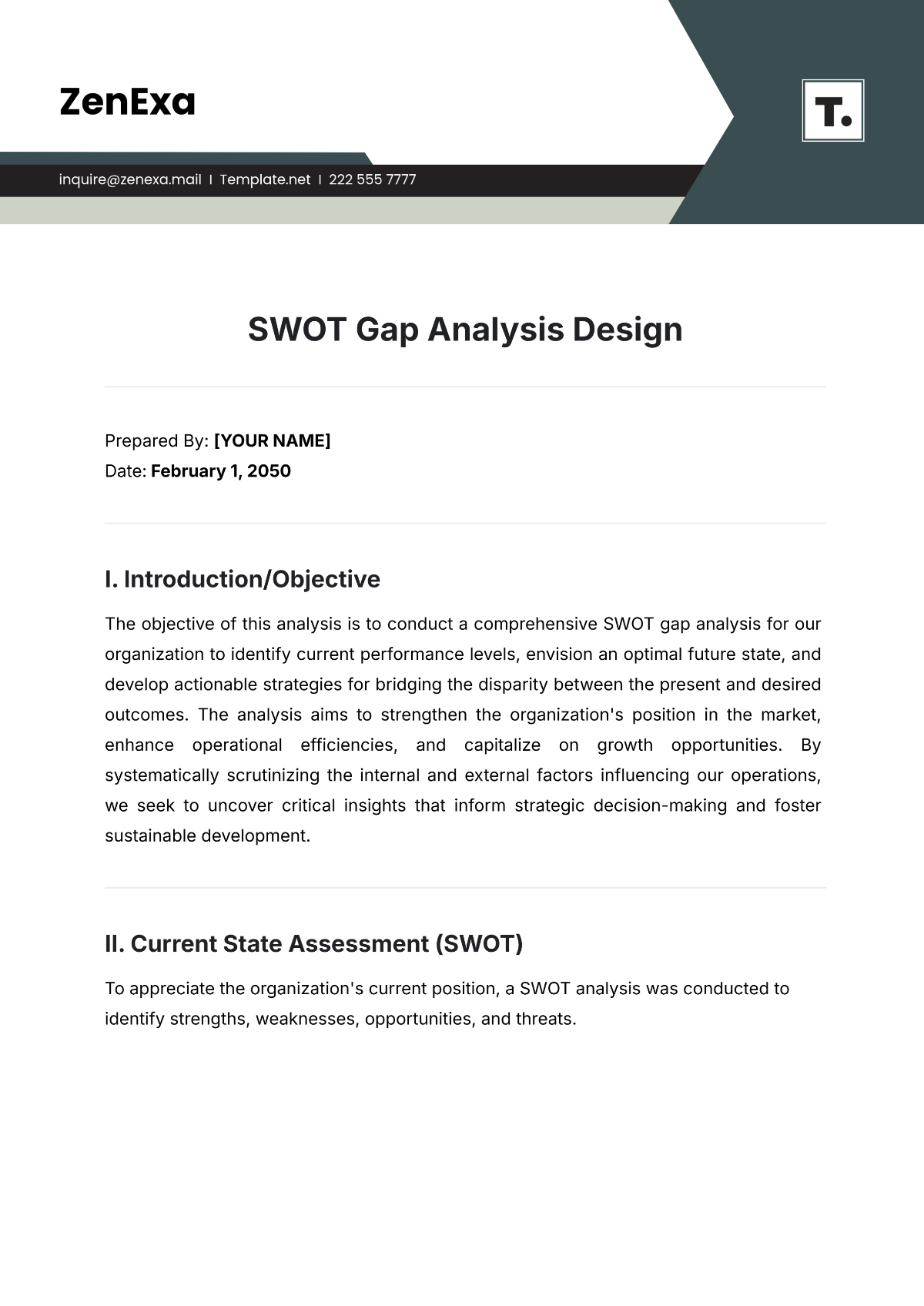 SWOT Gap Analysis Design Template - Edit Online & Download