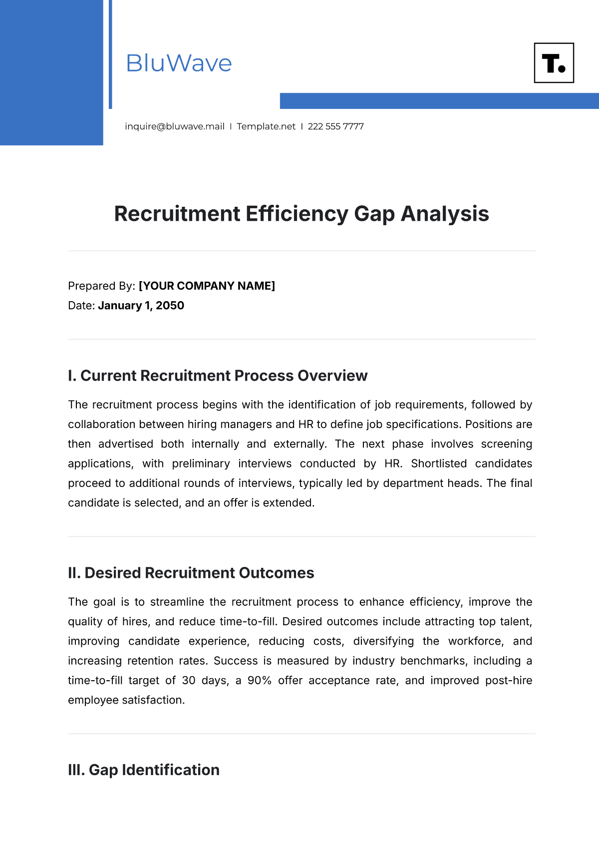 Free Recruitment Efficiency Gap Analysis Template