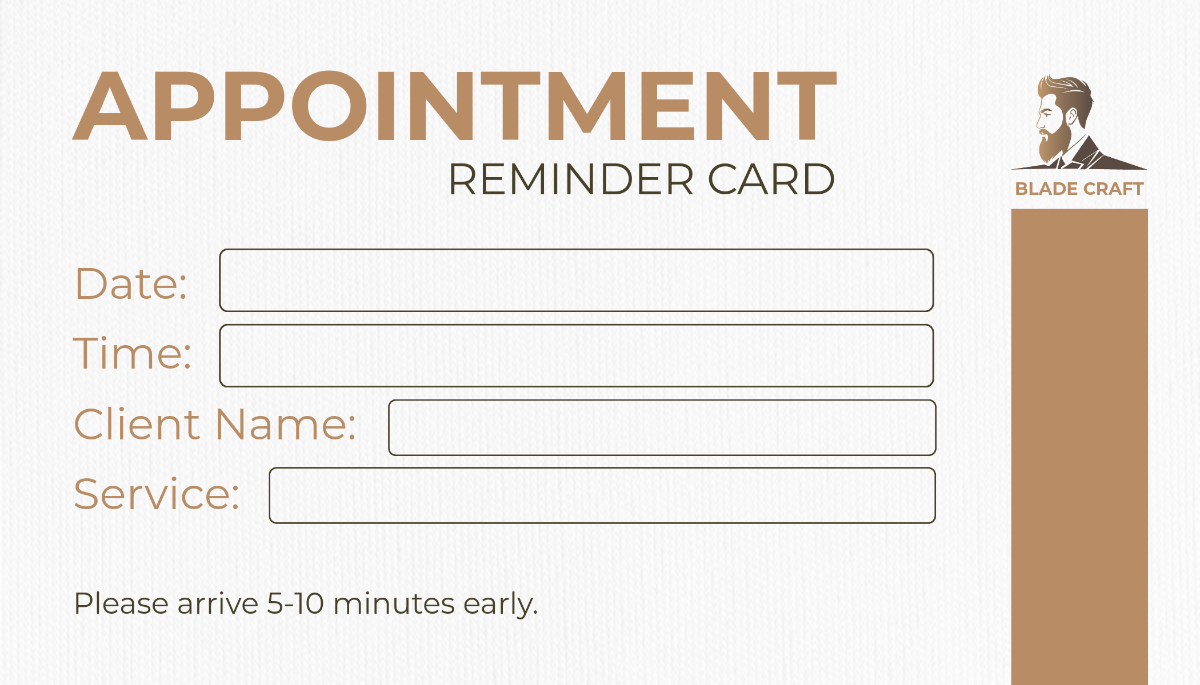 Free Barber Shop Appointment Reminder Card Template - Edit Online & Download