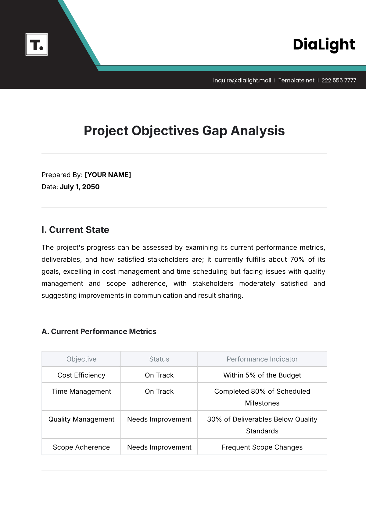 Project Objectives Gap Analysis Template - Edit Online & Download