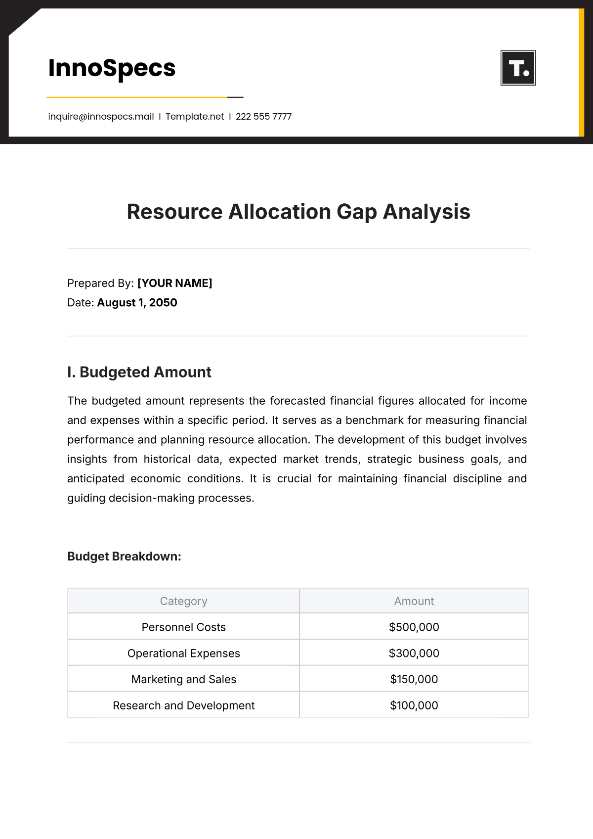 Resource Allocation Gap Analysis Template - Edit Online & Download