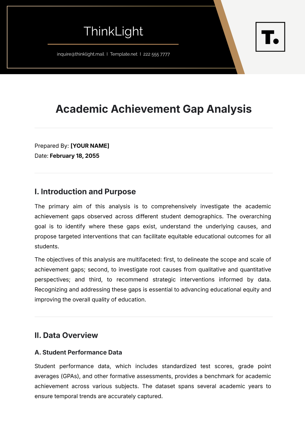 Free Academic Achievement Gap Analysis Template