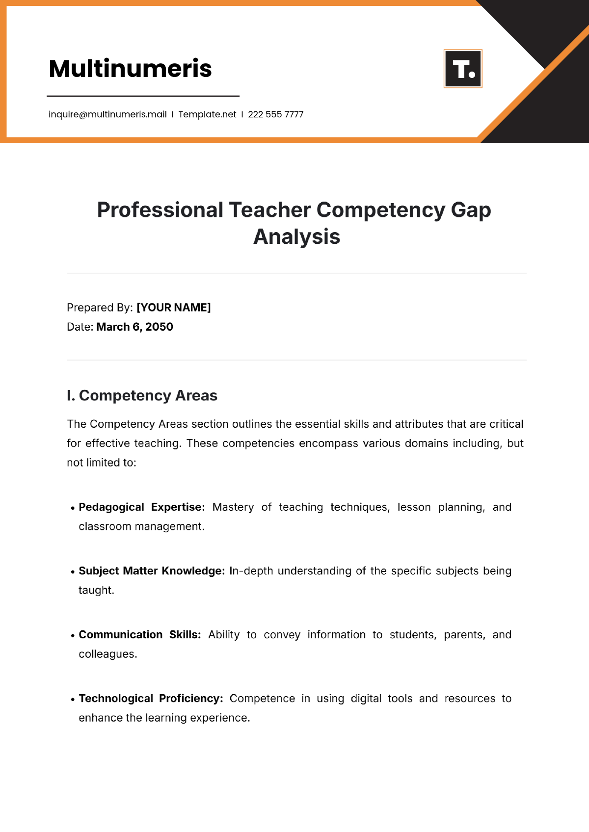 Professional Teacher Competency Gap Analysis Template - Edit Online & Download