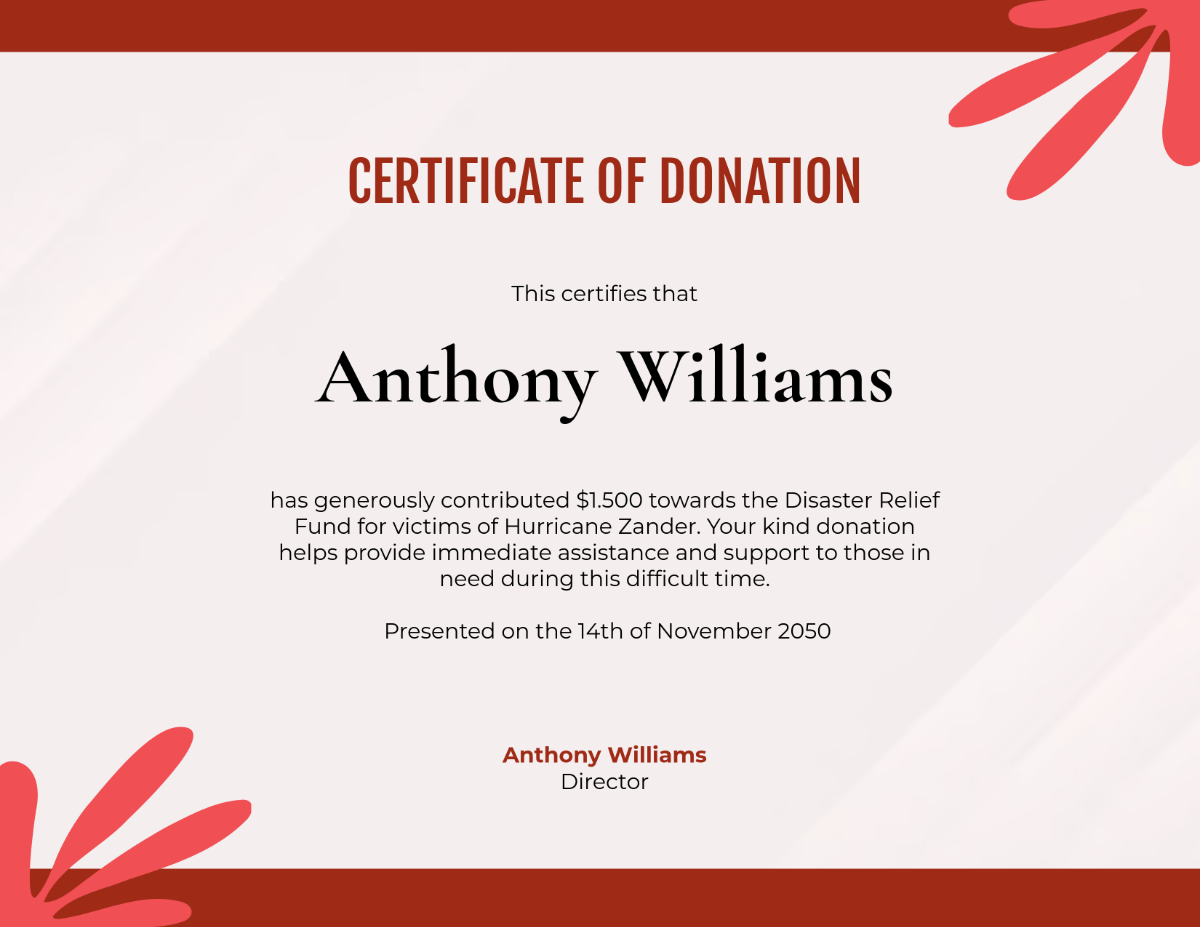 Donation Certificate for Disaster Relief Template - Edit Online & Download