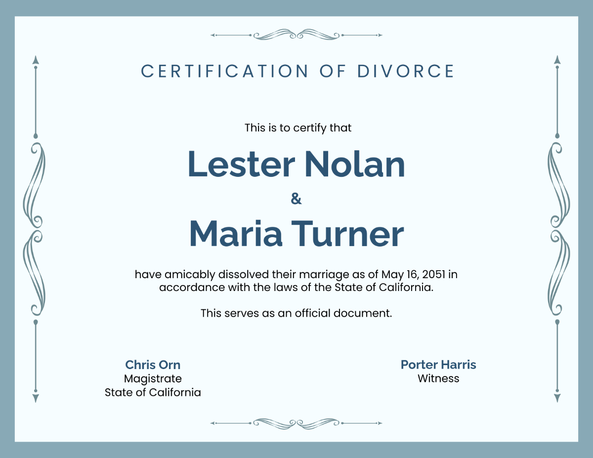 Free Fillable Divorce Certificate Template - Edit Online & Download