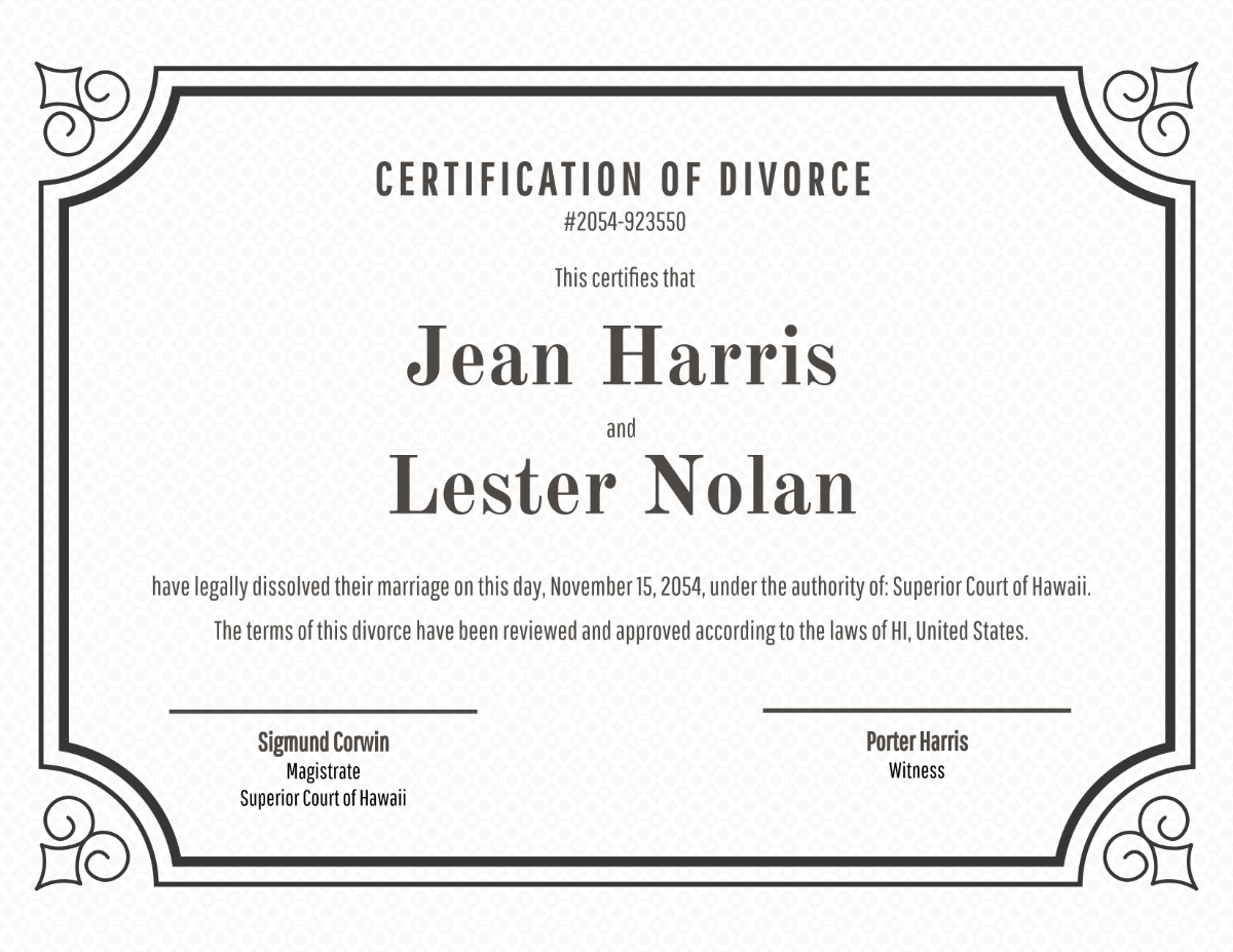 Free Customizable Divorce Certificate Template - Edit Online & Download