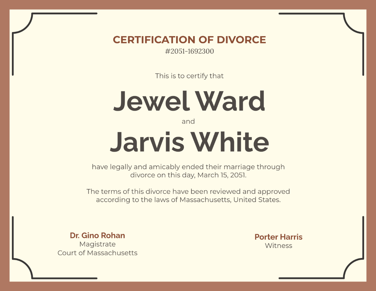 Free Blank Divorce Certificate Template - Edit Online & Download