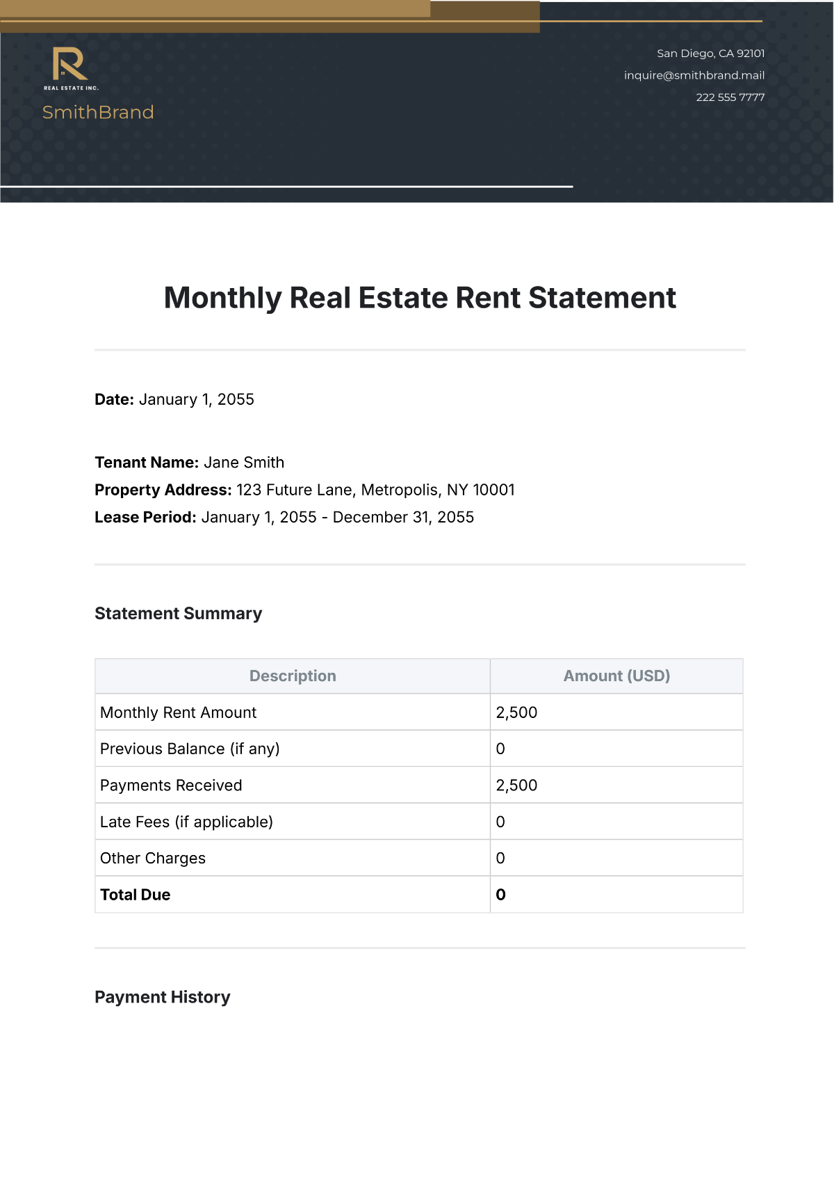 Monthly Real Estate Rent Statement Template - Edit Online & Download