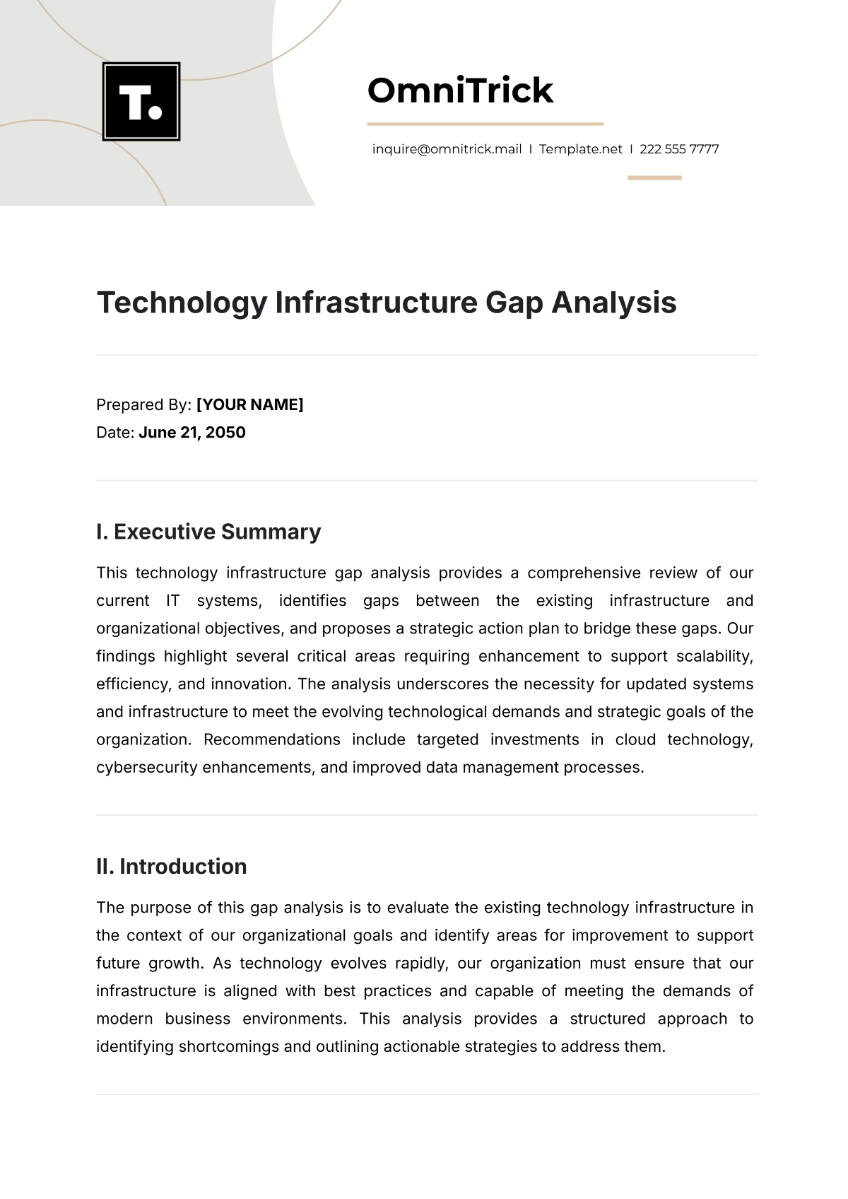 Free Technology Infrastructure Gap Analysis Template