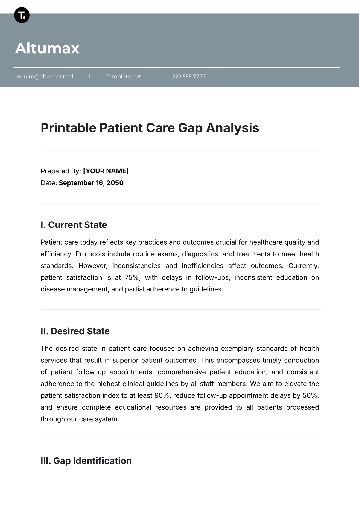 Printable Patient Care Gap Analysis Template - Edit Online & Download