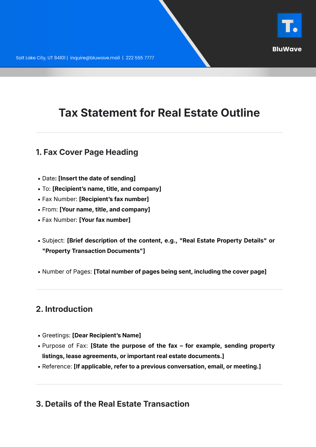 Tax Statement for Real Estate Outline Template - Edit Online & Download