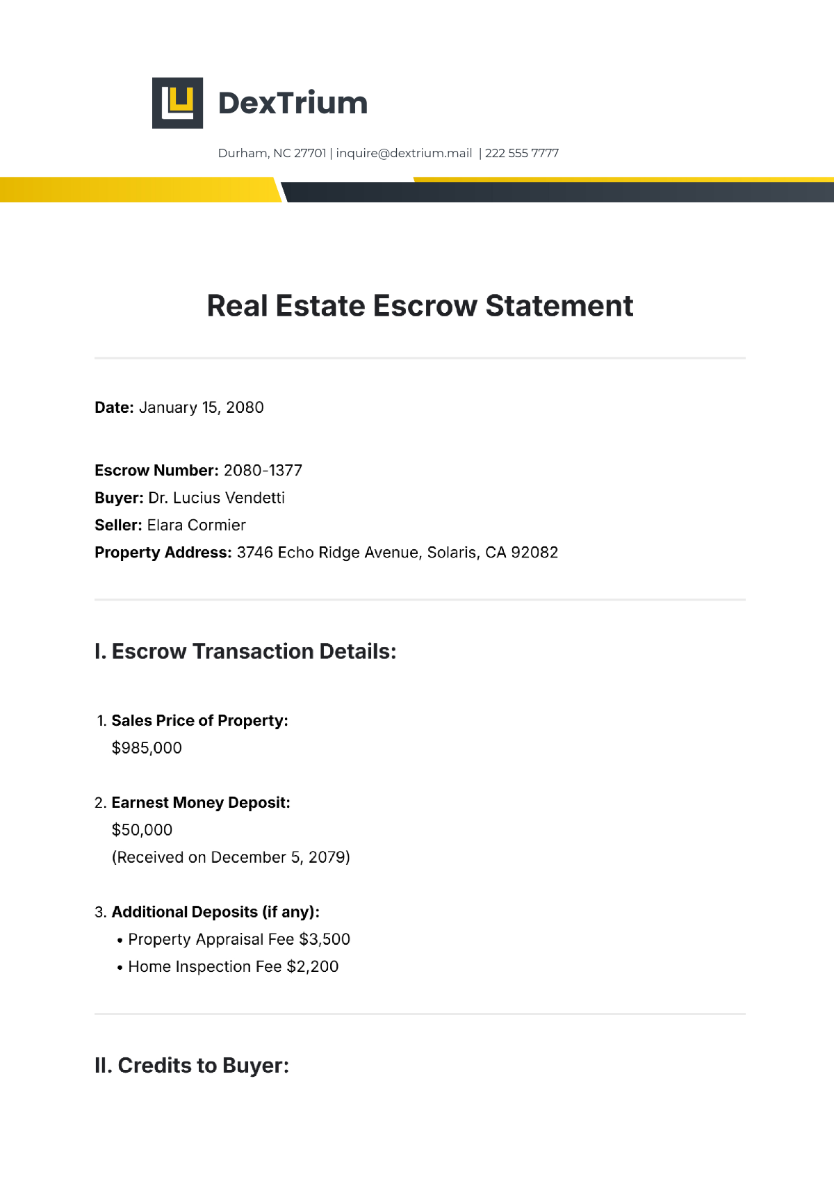 Real Estate Escrow Statement Template - Edit Online & Download