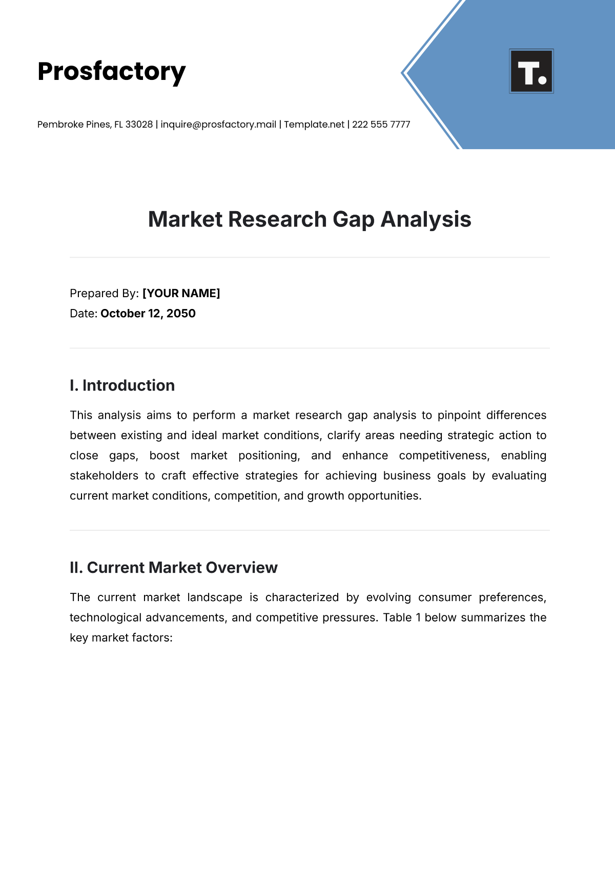 Free Market Research Gap Analysis Template