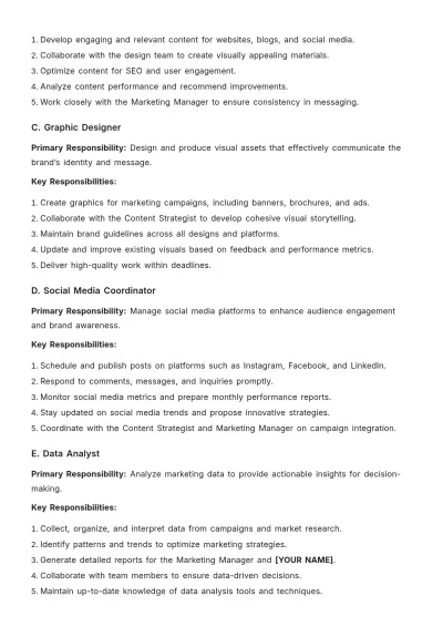 Free Roles and Responsibilities Template to Edit Online