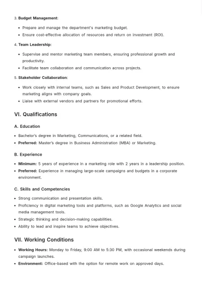 Free Sample Job Roles and Responsibilities Template to Edit Online