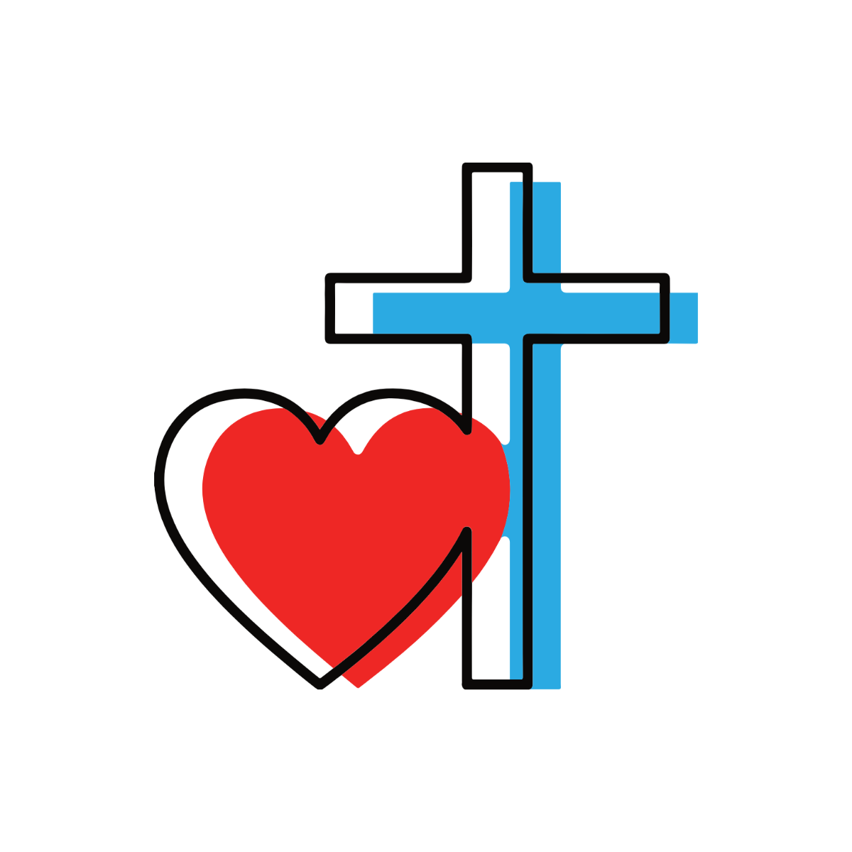 Cross with Heart Clipart