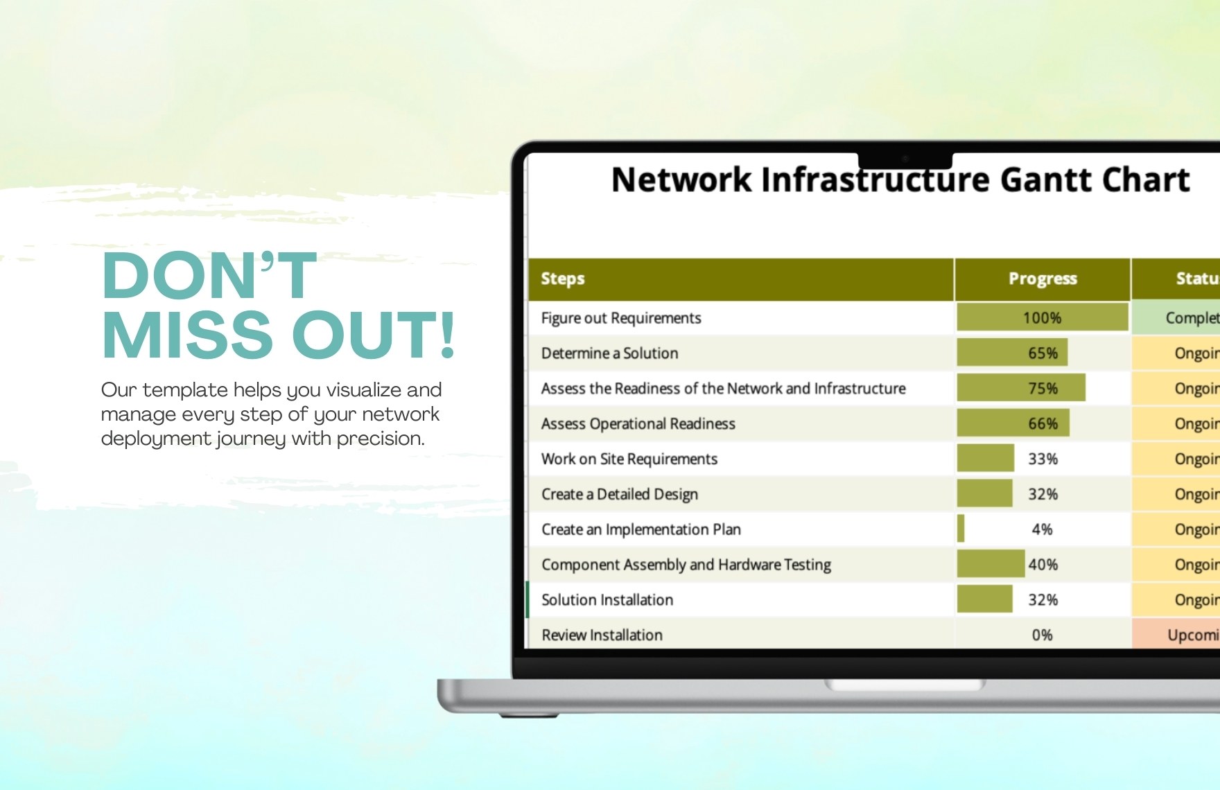 Network Infrastructure Gantt Chart Template
