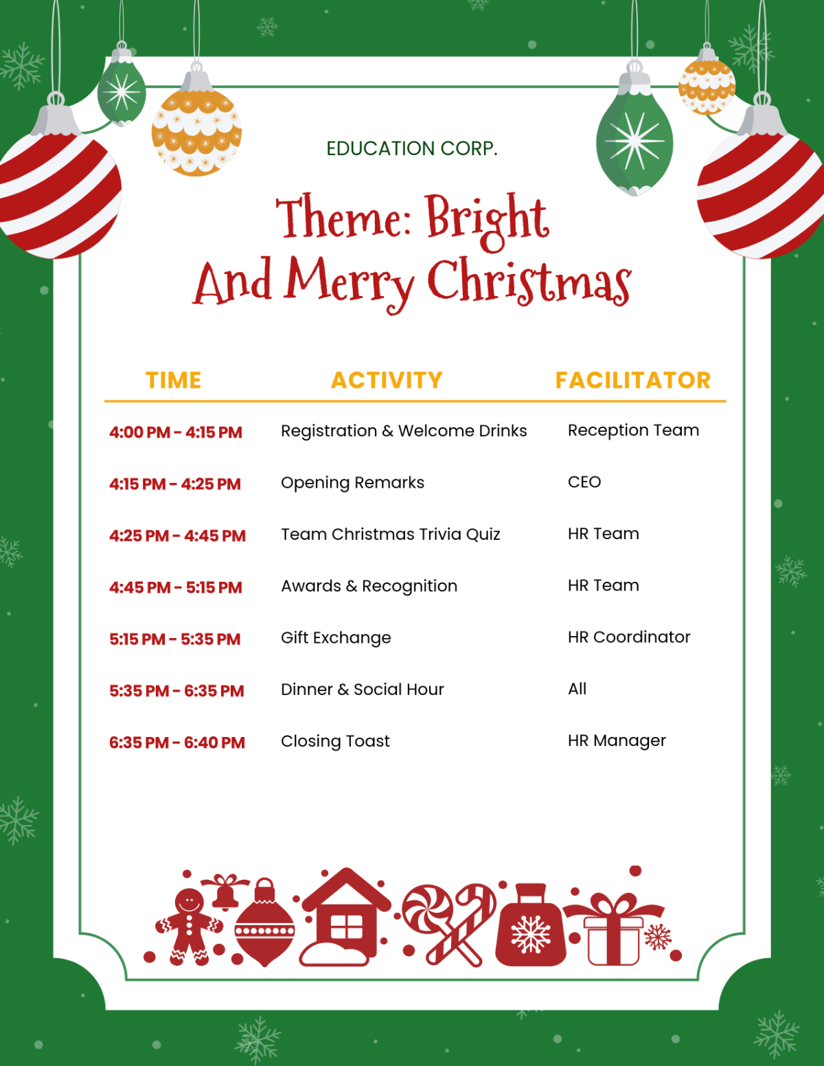 Free Happy Christmas Party Program Template - Edit Online & Download