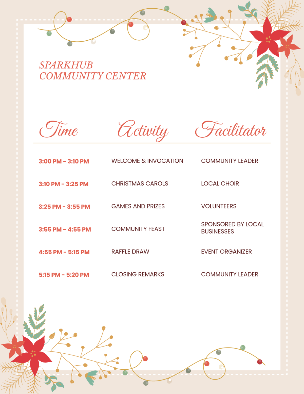 Free Merry Christmas Party Program Template - Edit Online & Download