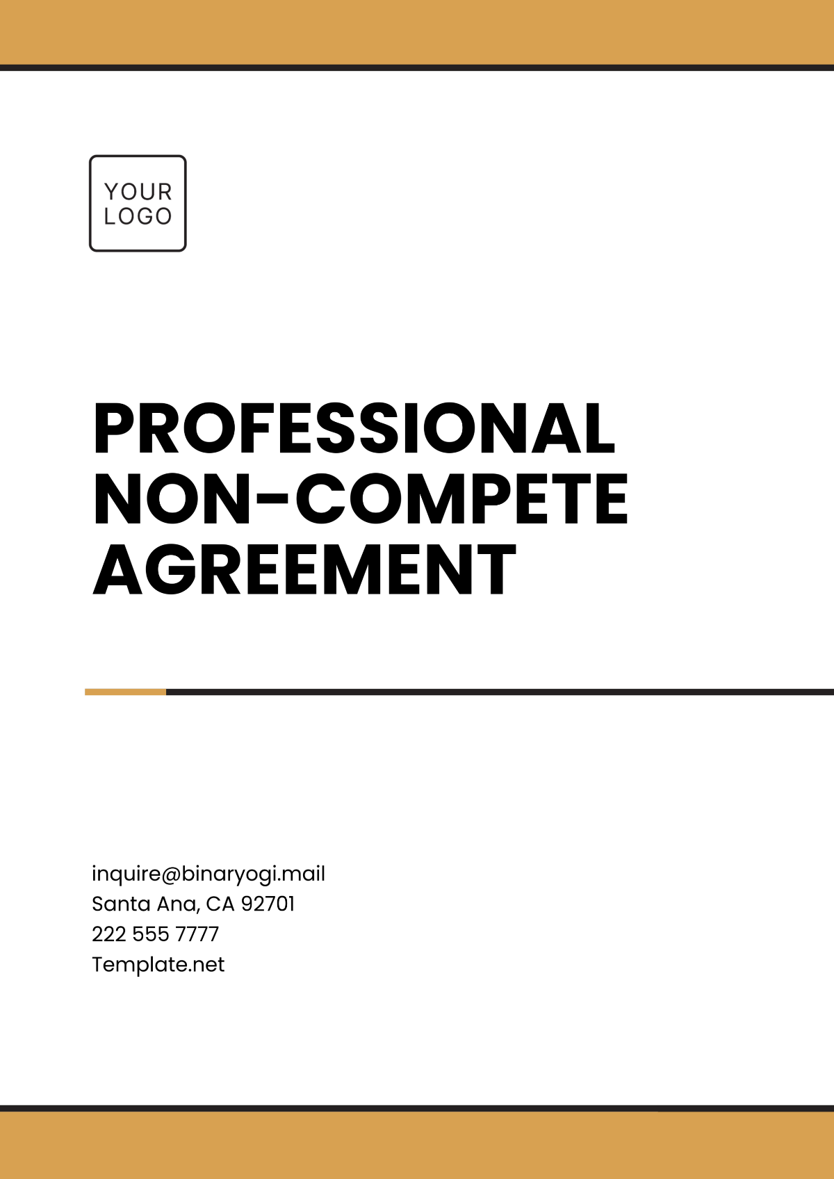 Professional Non-Compete Agreement Template - Edit Online & Download