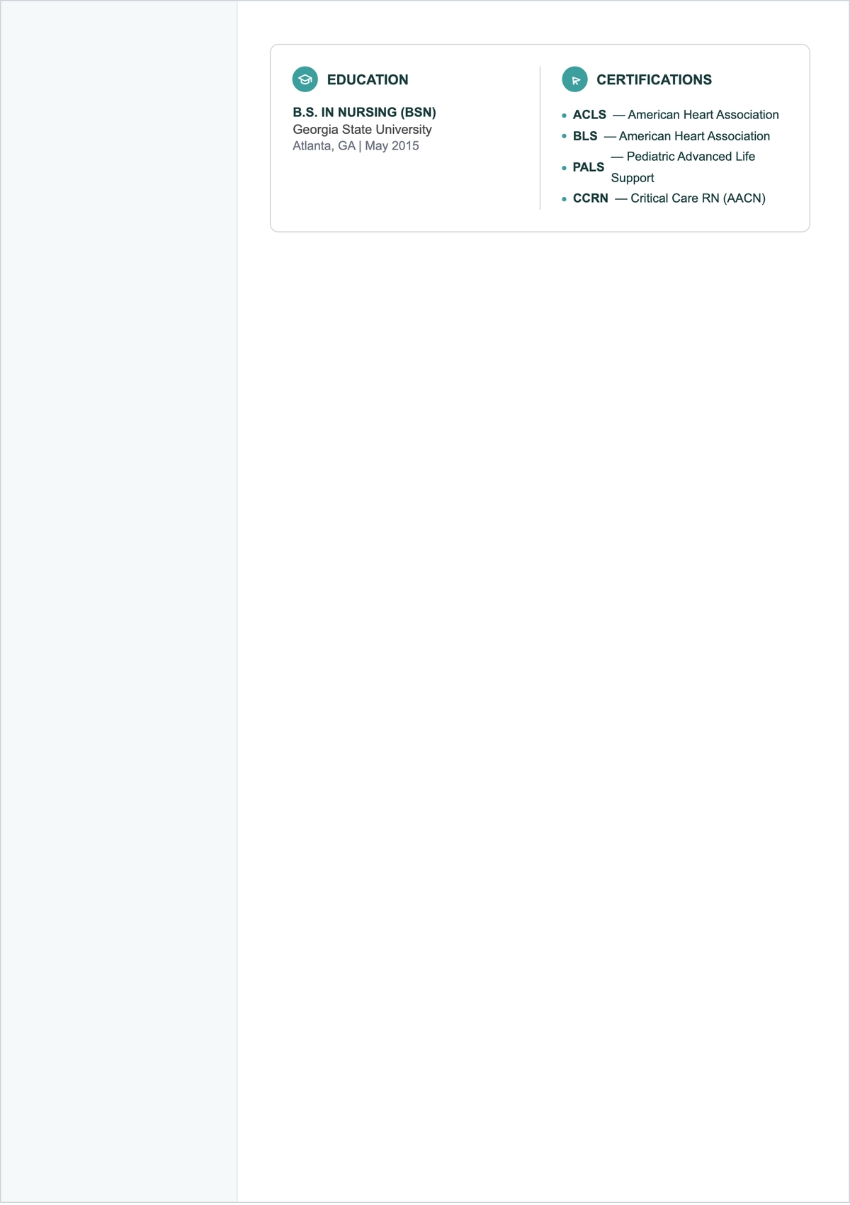 Free CV Nurse ATS CV Template, AI CV Builder