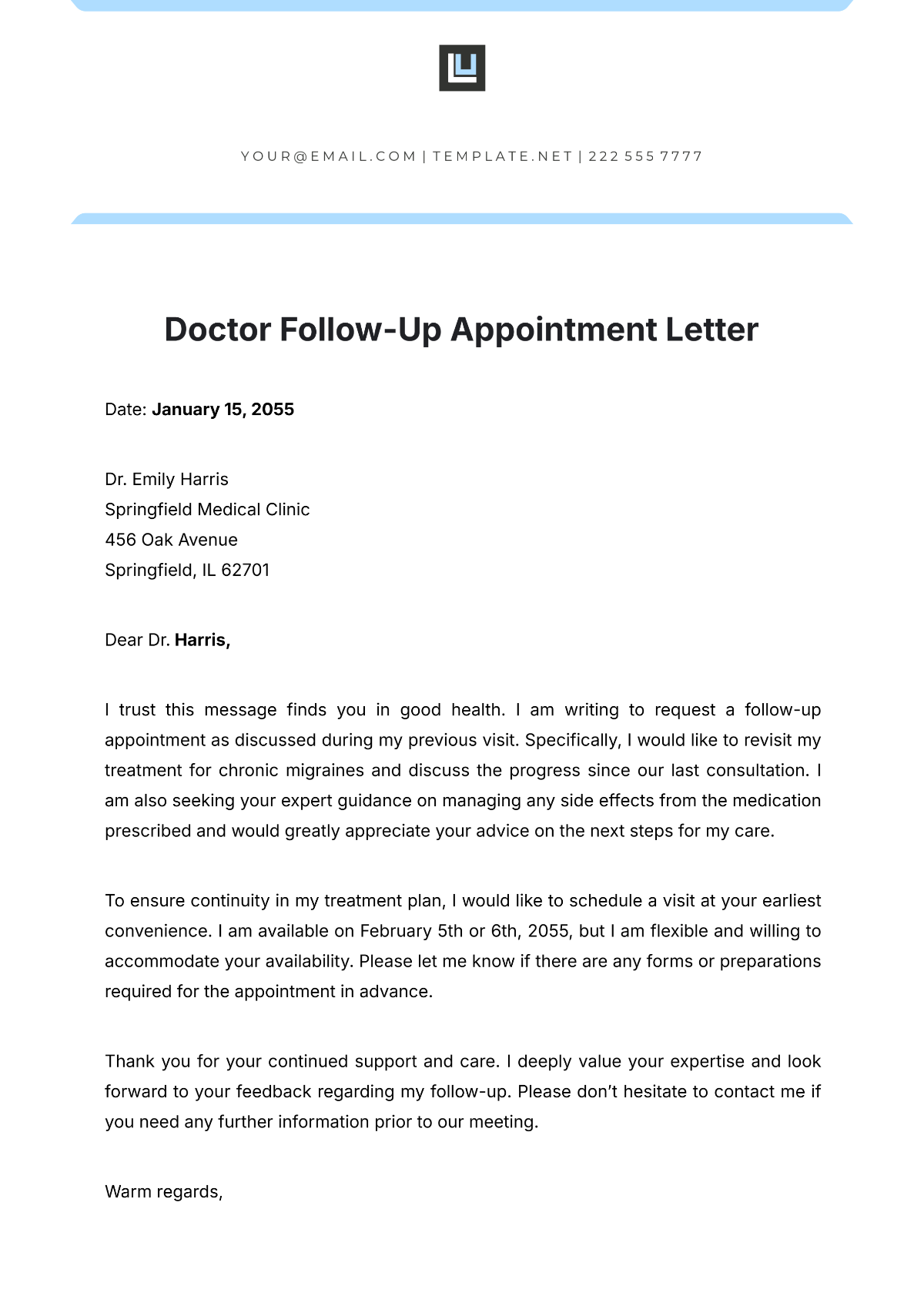 Doctor Follow-Up Appointment Letter Template - Edit Online & Download