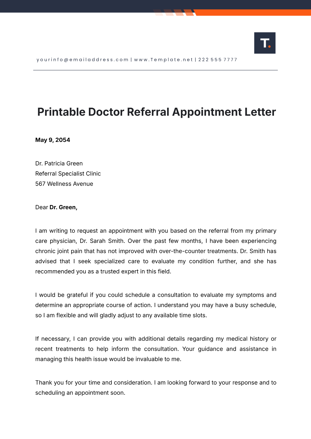 Printable Doctor Referral Appointment Letter Template - Edit Online & Download