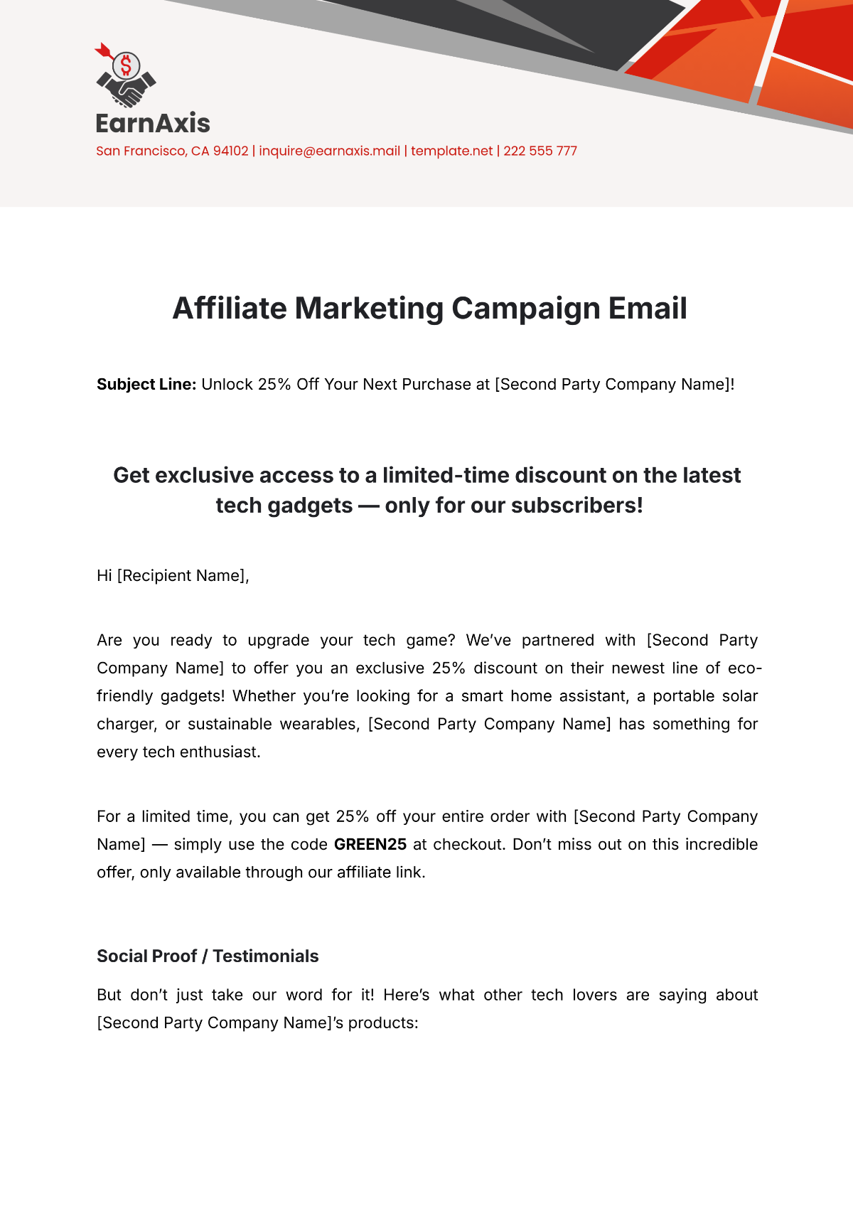 Affiliate Marketing Campaign Email Template | Template.net