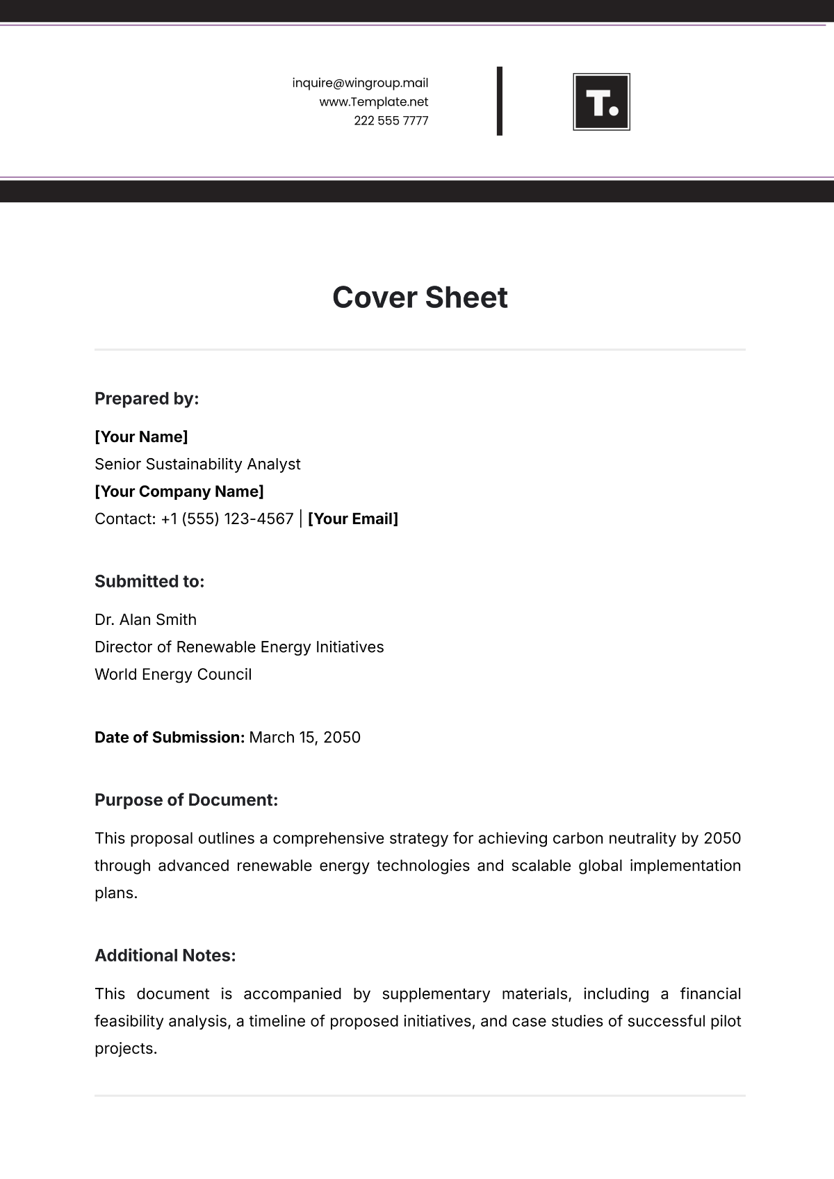 Cover Sheet Template - Edit Online & Download