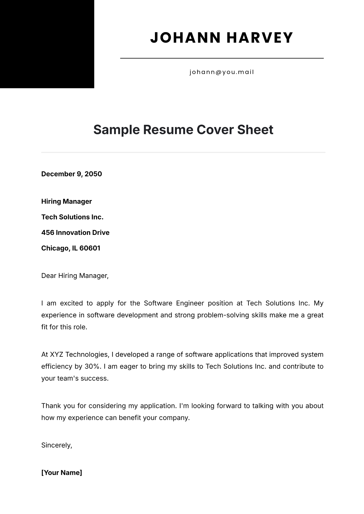 Sample Resume Cover Sheet Template - Edit Online & Download