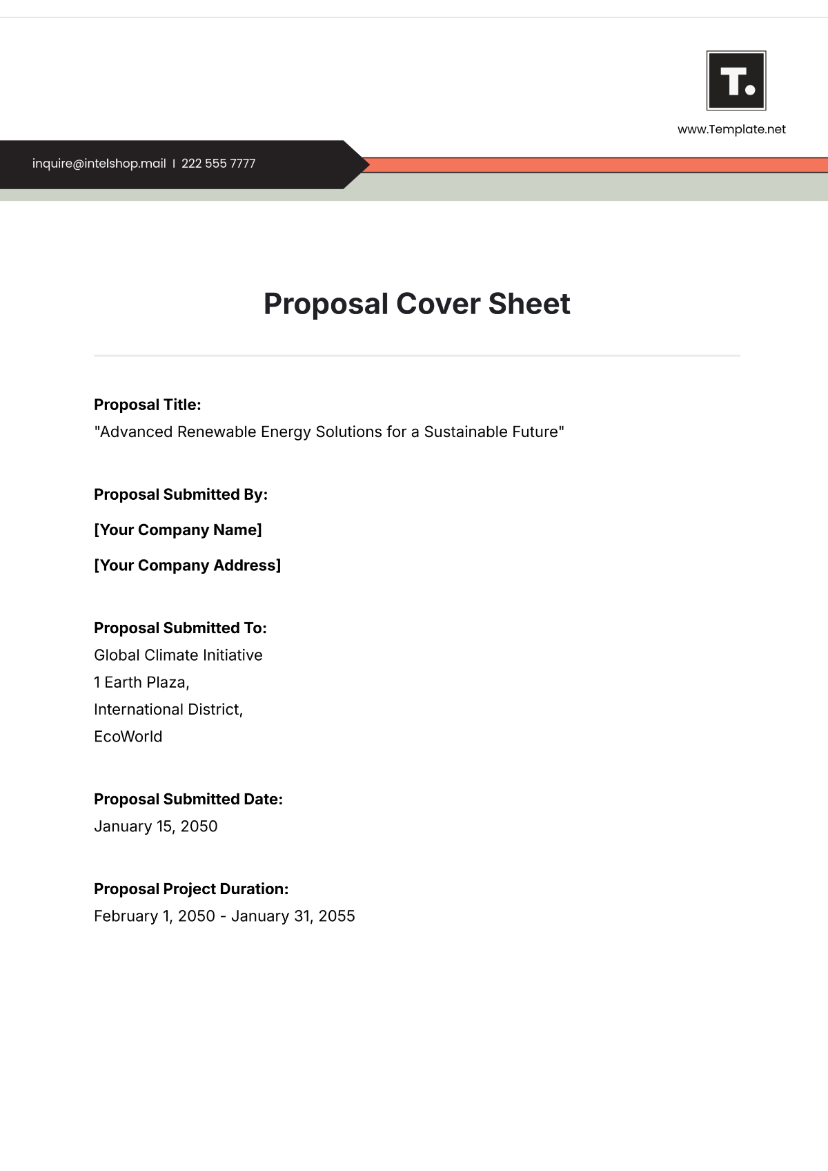 Proposal Cover Sheet Template - Edit Online & Download