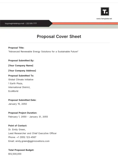 Free Proposal Cover Sheet Template to Edit Online