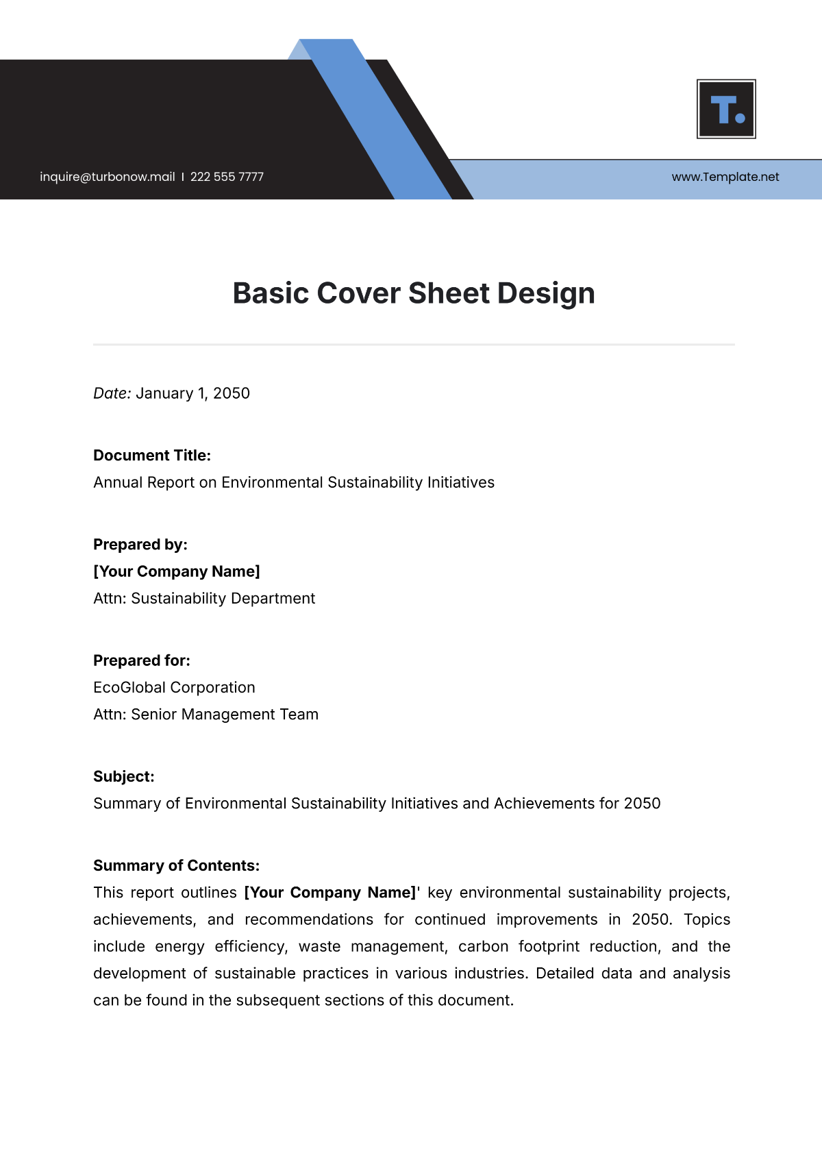 Free Basic Cover Sheet Design Template - Edit Online & Download ...