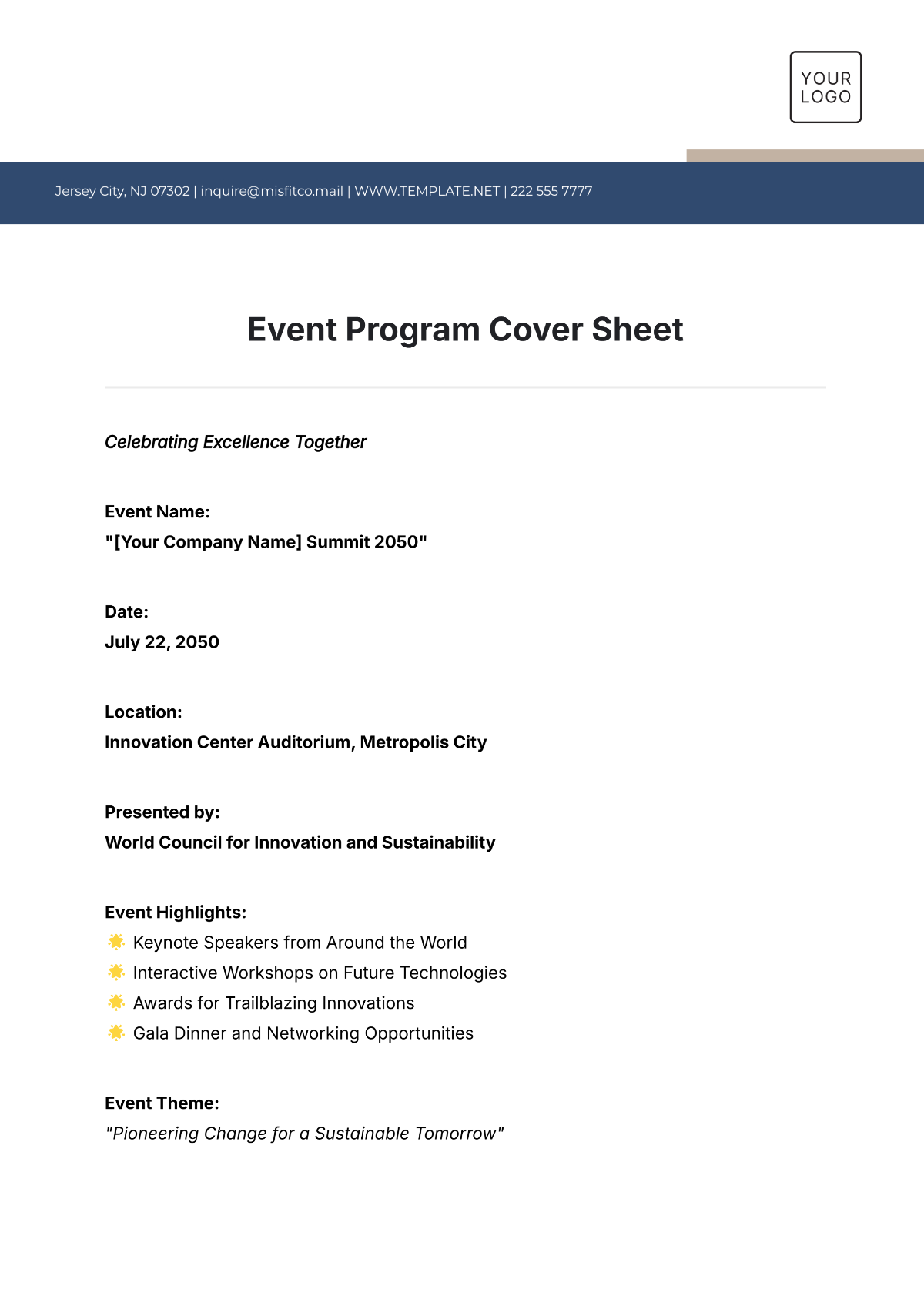 Event Program Cover Sheet Template - Edit Online & Download