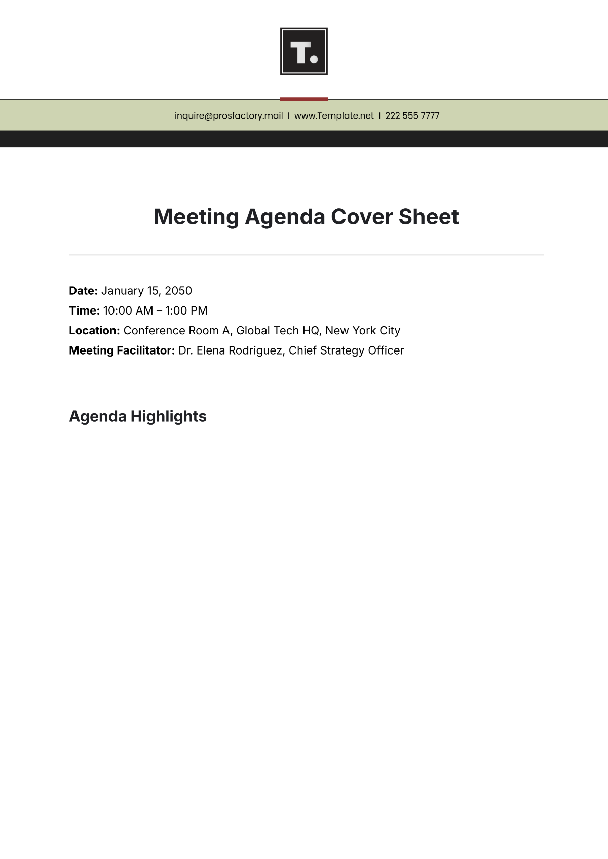 Meeting Agenda Cover Sheet Template - Edit Online & Download