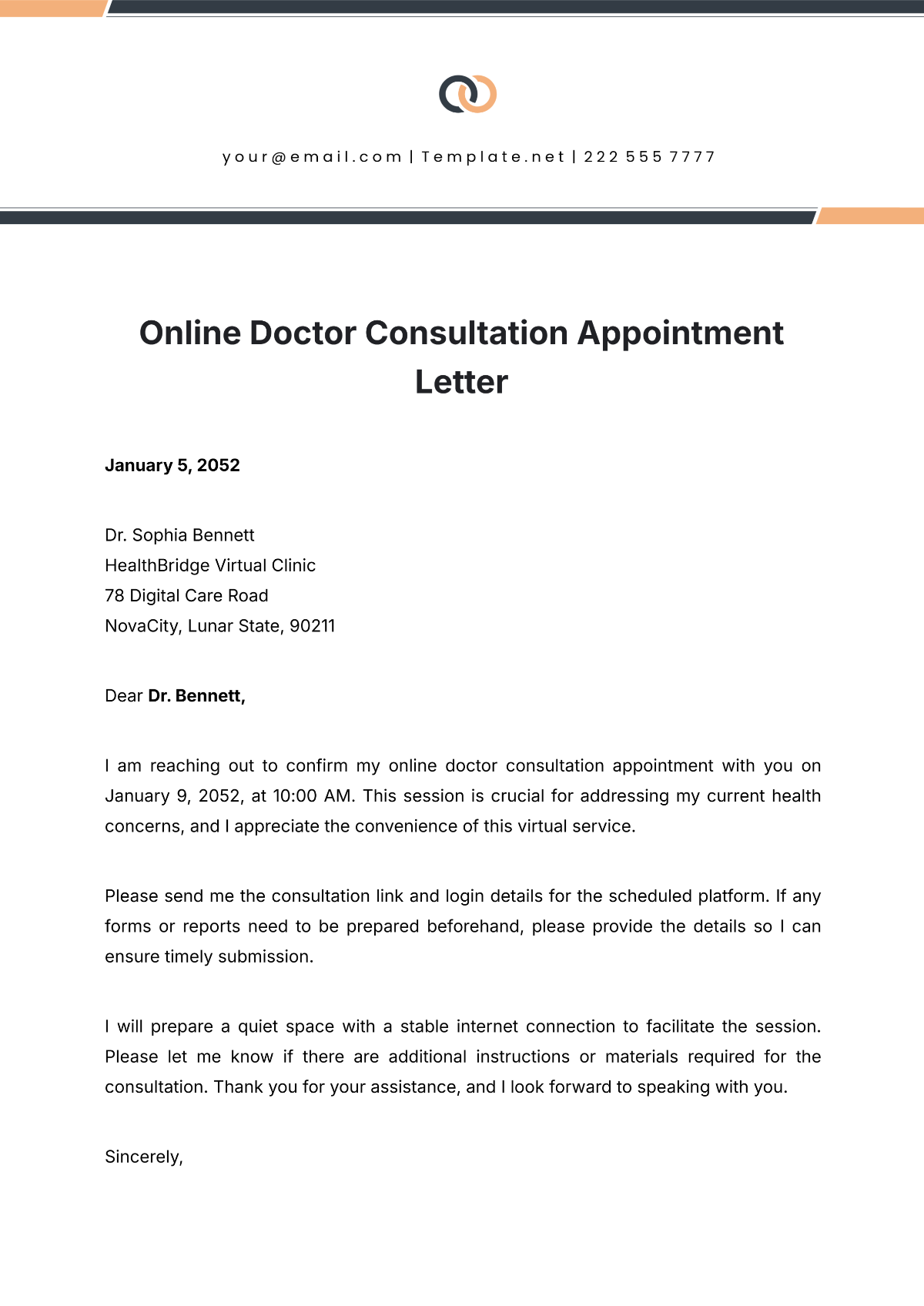 Online Doctor Consultation Appointment Letter Template - Edit Online & Download