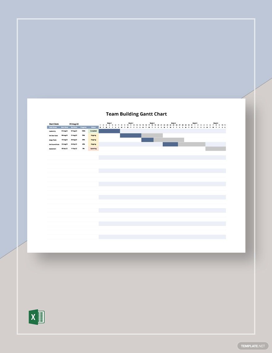 Team Building Gantt Chart Template in Excel