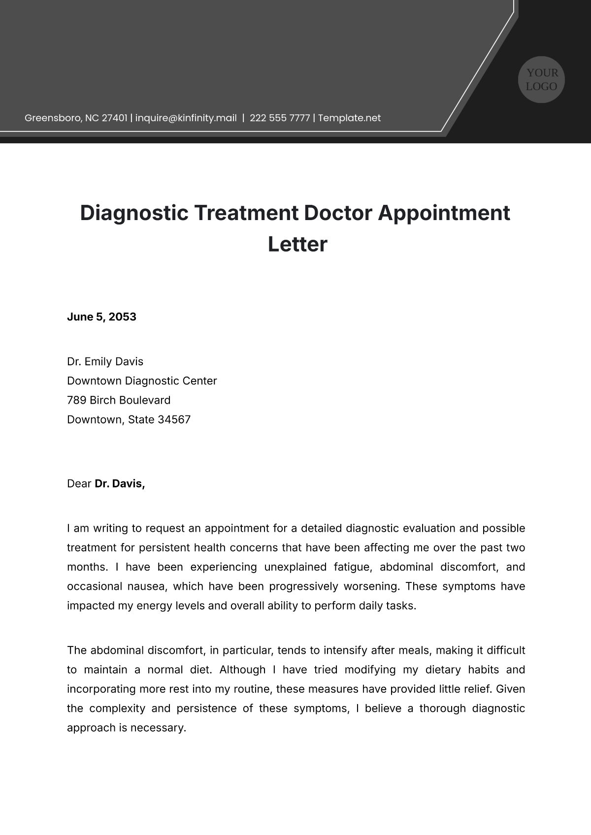 Diagnostic Treatment Doctor Appointment Letter Template - Edit Online & Download