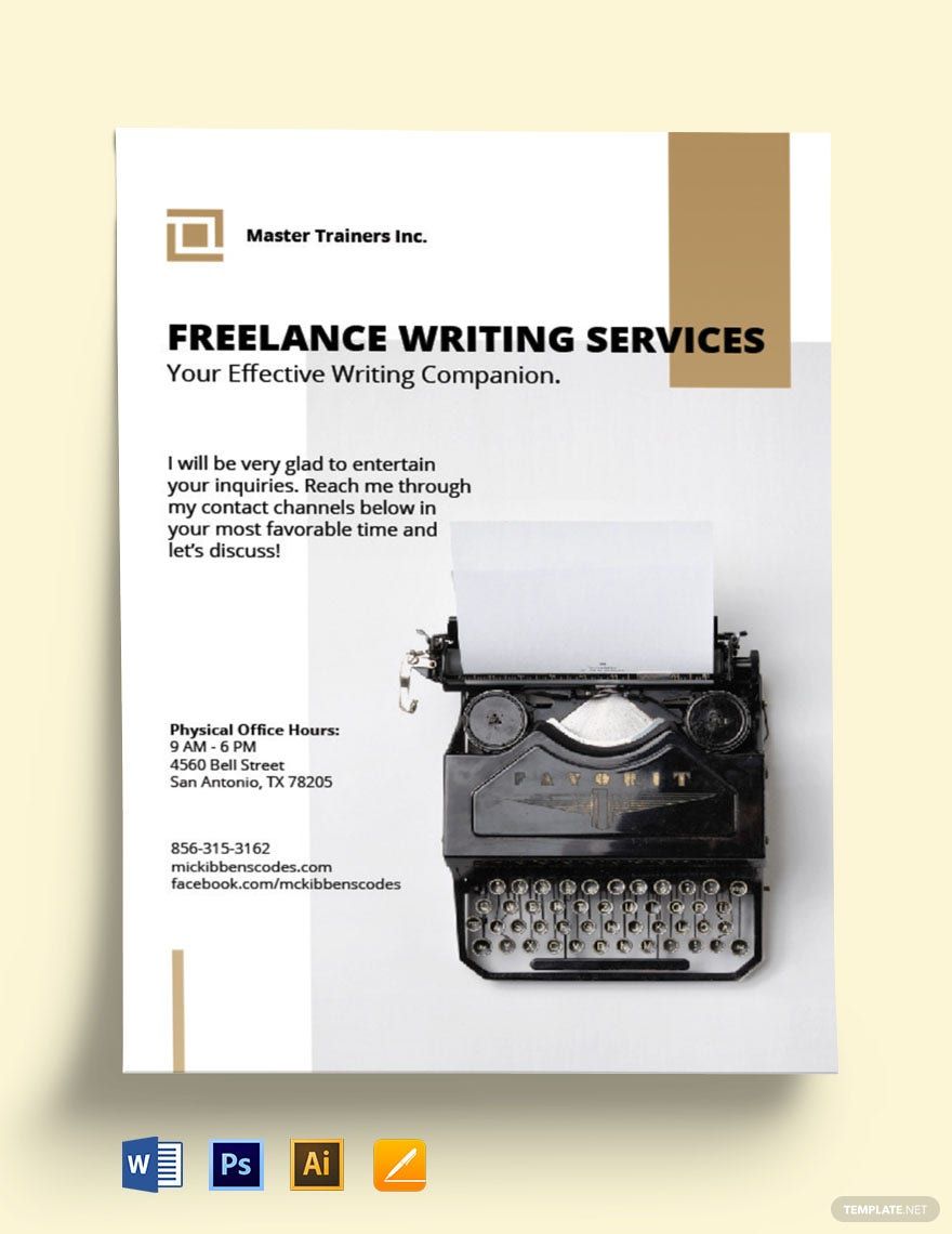 Freelance Writer Flyer Template in Word, Illustrator, PSD, Apple Pages