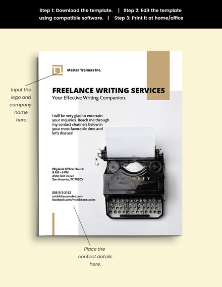 Freelance Writer Flyer template