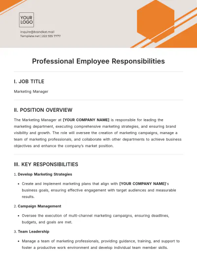 Free Professional Employee Responsibilities Template to Edit Online