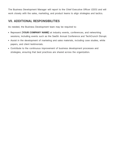 Free Business Development Roles and Responsibilities Template to Edit Online