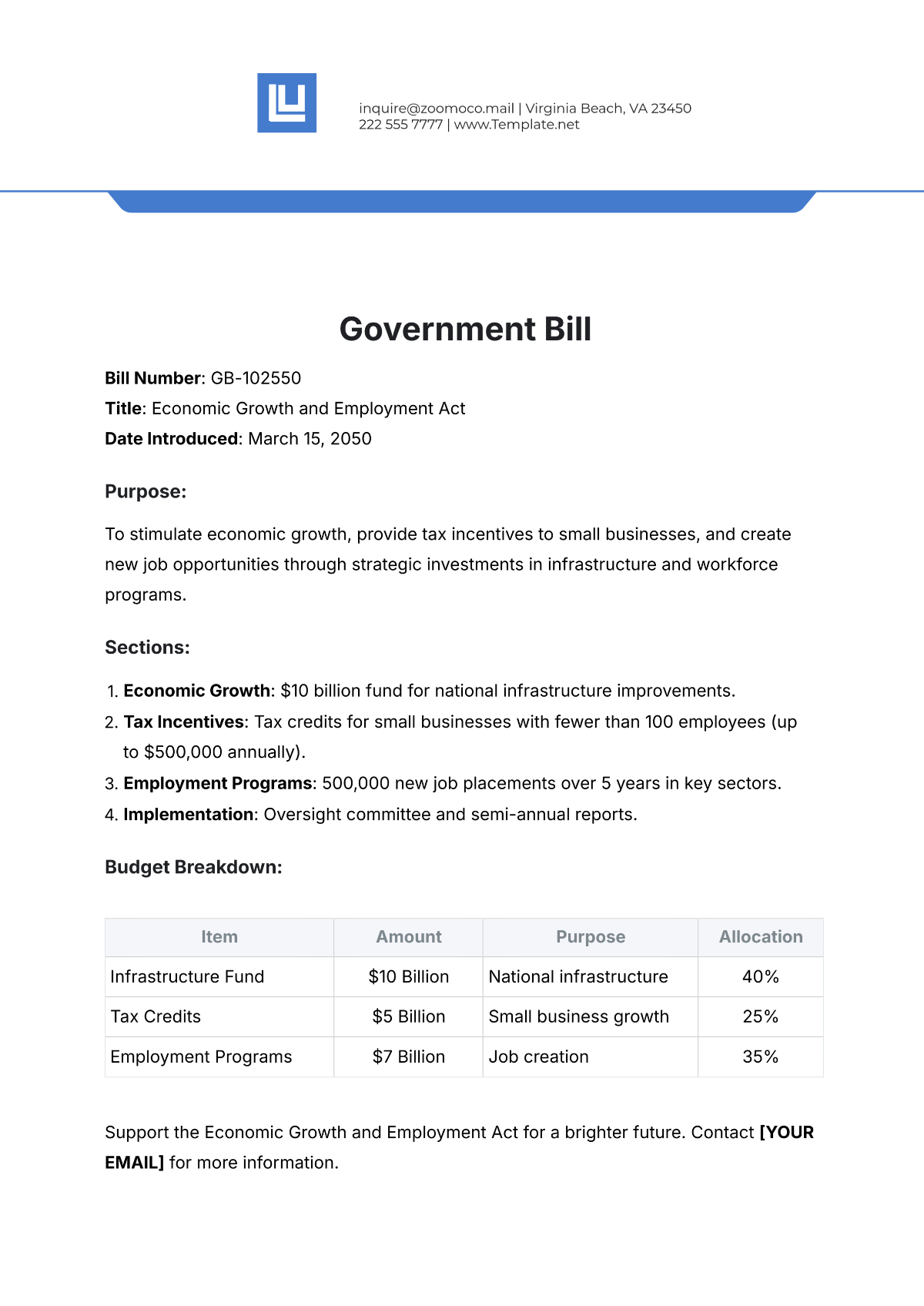 Government Bill Template - Edit Online & Download