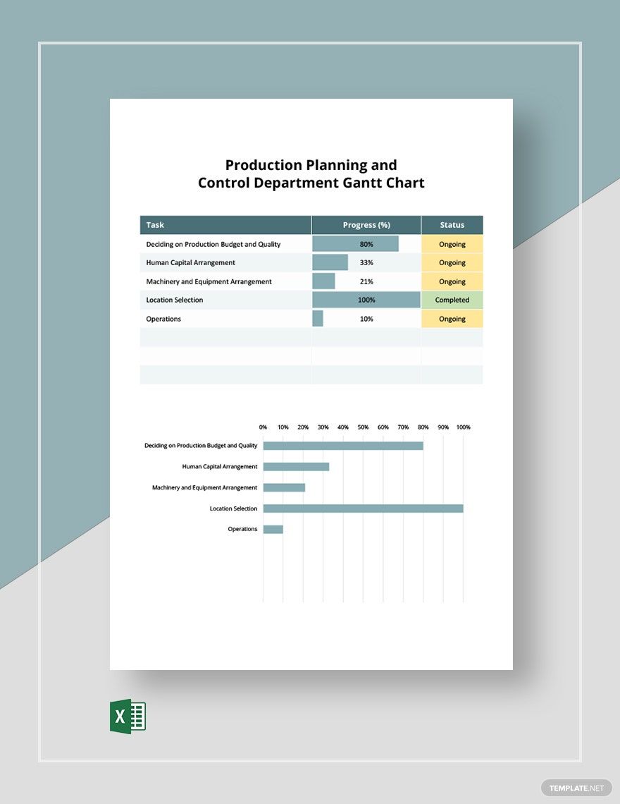 Production Planning and Control Department Gantt Chart Template