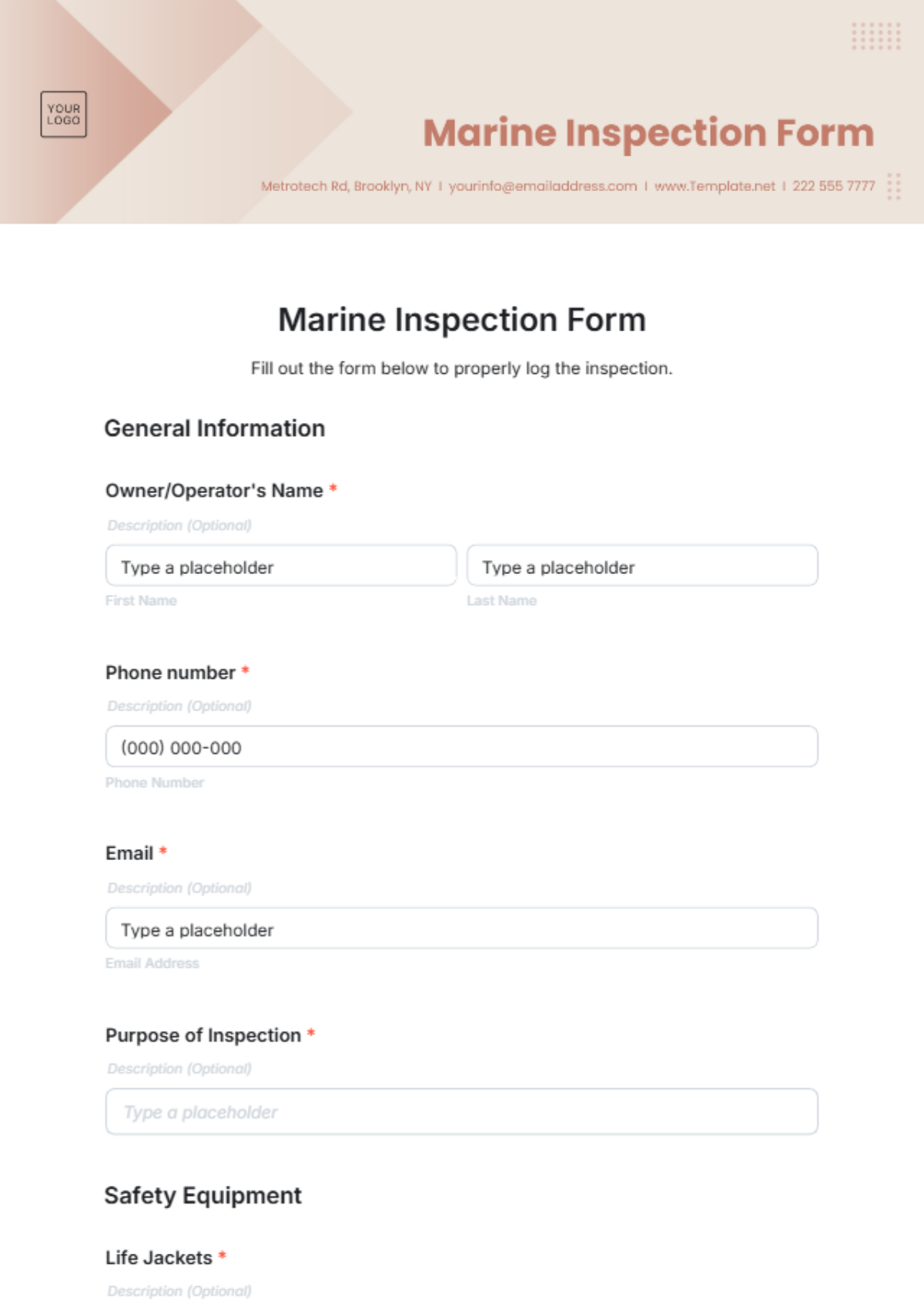 Marine Inspection Form Template - Edit Online & Download